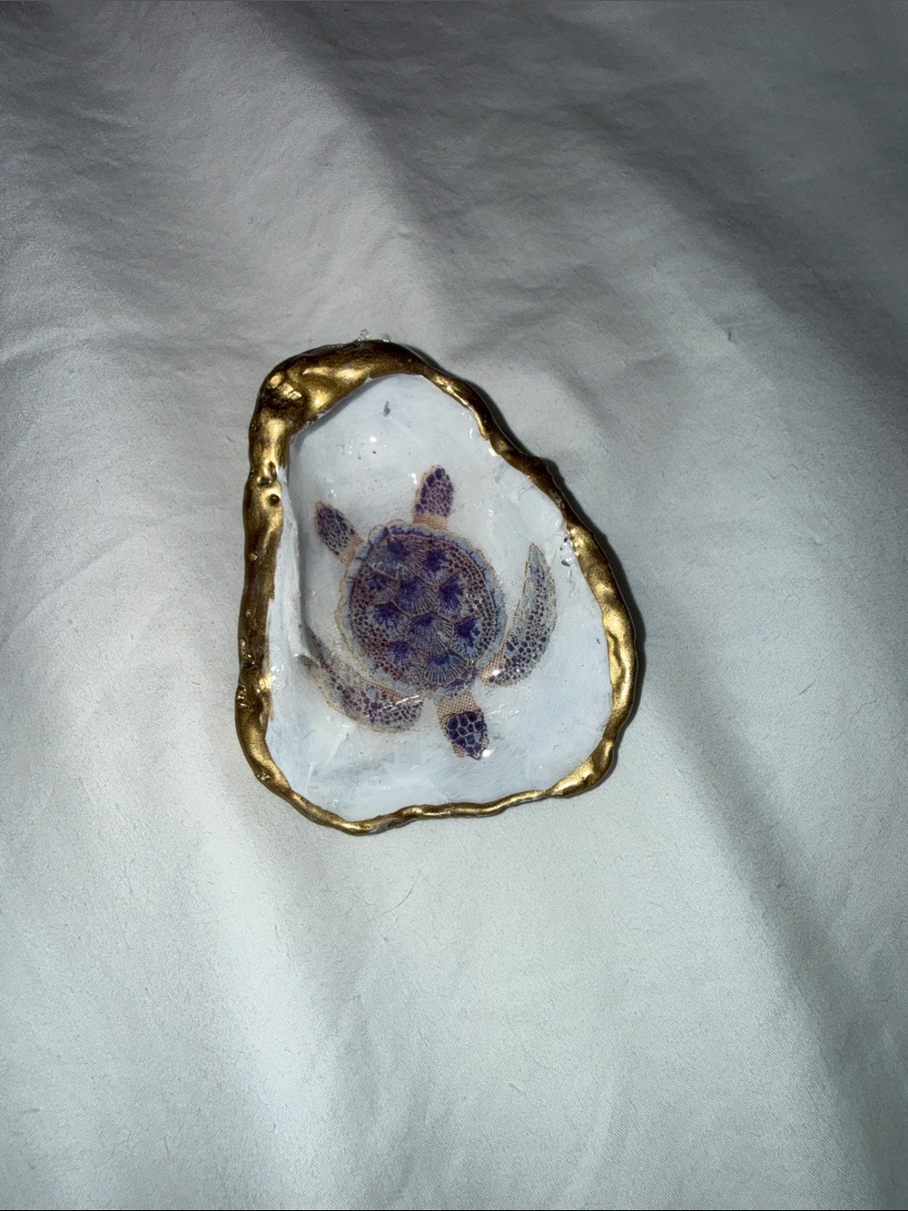Hand-Crafted Sea Turtle Magnet in Purple and Gold